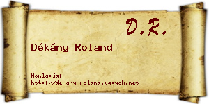 Dékány Roland névjegykártya